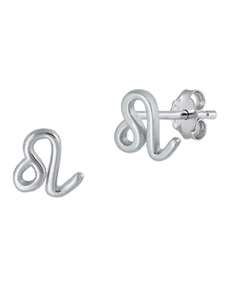 Minimalist Plain Zodiac Stud Earrings 925 Sterling Silver Push Back Leo $9.17 Earrings