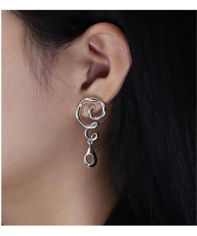 SpiralGeo Drop Earrings, Irregular Hoop Earrings, Modern Jewelry, Gold Tiny Earrings, Gift for Women silver $8.09 Earrings