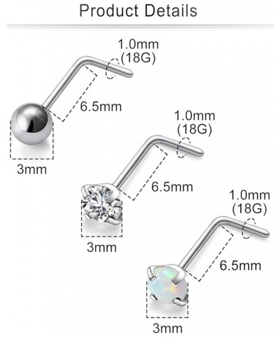 22G 20G 18G Titanium Nose Rings Hypoallergenic L Shaped Nose Rings Studs for Women Men CZ Opal Heart Square Nose Rings Pierci...