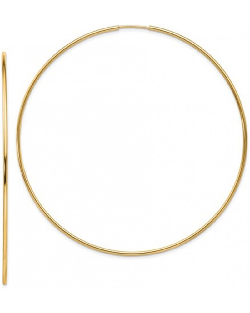 Large 14k Yellow Gold Continuous Endless Hoop Earrings, 1.2mm Tube 67mm $71.73 Earrings