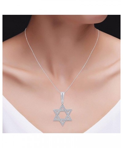 Jewel Zone US White Cubic Zirconia Star David Pendant Necklace in 14k Gold Over Sterling Silver white-gold-plated-silver $45....