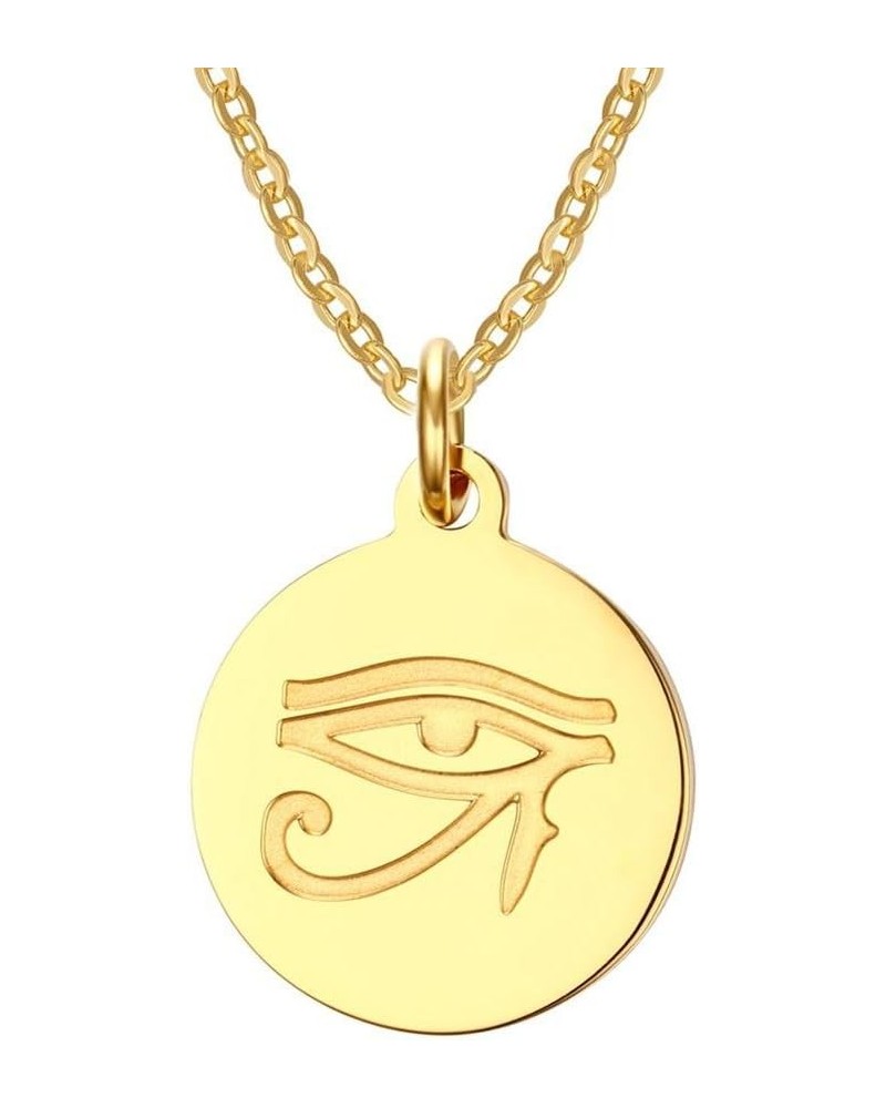 Stainless Steel Ancient Egyptian Eye of Ra Horus Good Luck Pendant Necklace (Gold Plated) $8.63 Necklaces