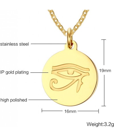 Stainless Steel Ancient Egyptian Eye of Ra Horus Good Luck Pendant Necklace (Gold Plated) $8.63 Necklaces