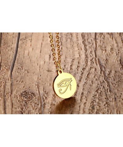 Stainless Steel Ancient Egyptian Eye of Ra Horus Good Luck Pendant Necklace (Gold Plated) $8.63 Necklaces