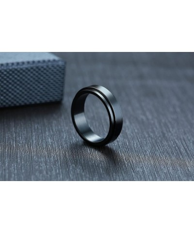 MZZJ Personalized His Hers Couple Ring High Polish Stainless Steel Meditation Spinner Fidget Flat Rings Engagement Wedding Ba...