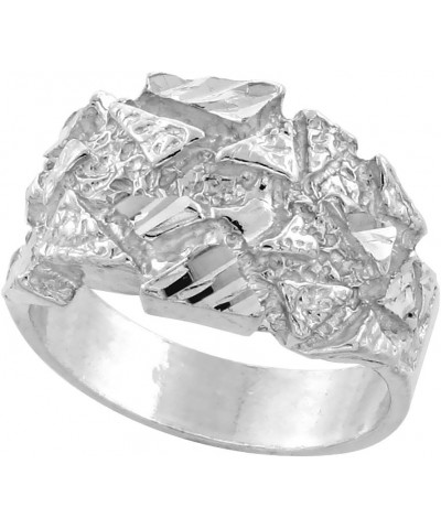 Sterling Silver Nugget Ring Diamond Cut Finish 1/2 inch Wide, Sizes 8-13 $22.42 Rings