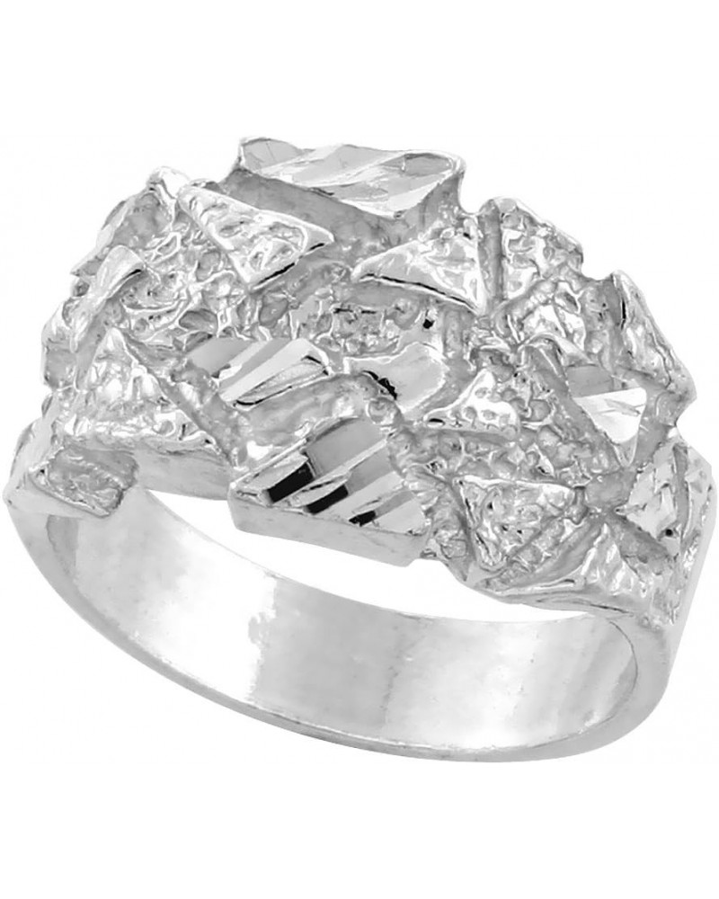 Sterling Silver Nugget Ring Diamond Cut Finish 1/2 inch Wide, Sizes 8-13 $22.42 Rings