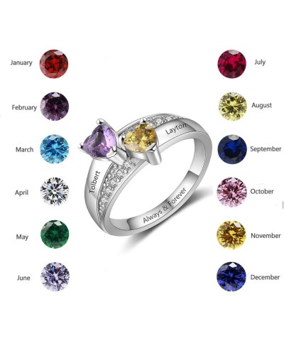 10K 14K 18K Solid Gold Birthstones Rings for Women Mom Wife Girlfriend,Personalized 2-5 Birthstones Ring Bands Jewelry Gift C...