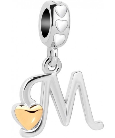 Initial Bracelets Charm Silver Love Heart Letter Charm for Bracelets for Women Girls Daughter Granddaughter Friends Sisters A...