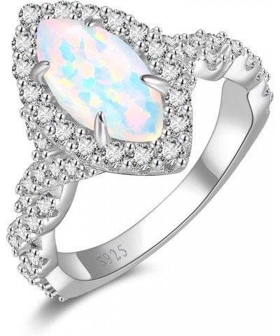 1.5carat Opal Engagement Rings For Women 925 Sterling Silver Marquise Opal Promise Rings for Her White/14K Gold Plated Weddin...