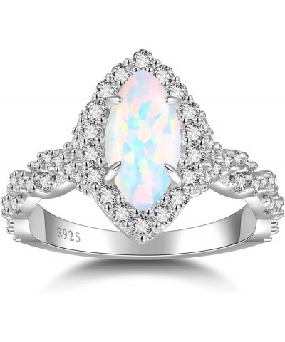 1.5carat Opal Engagement Rings For Women 925 Sterling Silver Marquise Opal Promise Rings for Her White/14K Gold Plated Weddin...