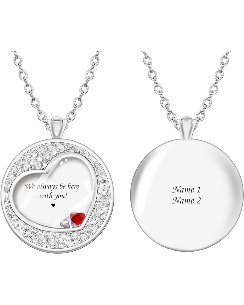 Personalized Mothers Necklace with 1-8 Simulated Birthstones Customize Locket Necklace for Mom Women Custom Family Names Neck...