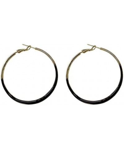 Round Hoop Earrings Multicolor Enamel Large Round Hoop Earrings for Women Girls Exaggerated Trendy Jewelry Black $9.55 Earrings