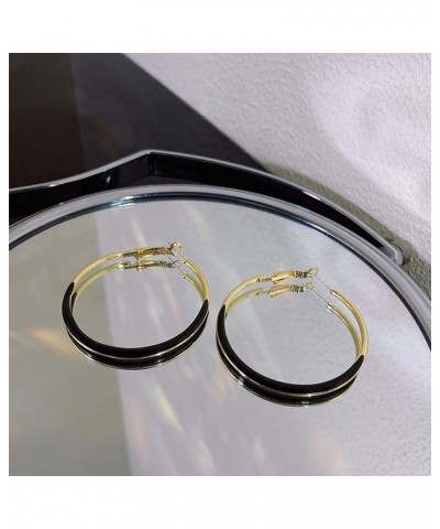 Round Hoop Earrings Multicolor Enamel Large Round Hoop Earrings for Women Girls Exaggerated Trendy Jewelry Black $9.55 Earrings