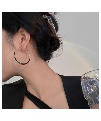 Round Hoop Earrings Multicolor Enamel Large Round Hoop Earrings for Women Girls Exaggerated Trendy Jewelry Black $9.55 Earrings