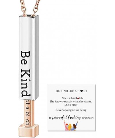 Be Kind...Of A Bitch - Hidden Message Necklace,Be Kind of a b Hidden Necklace,3D Engraving Vertical Bar Necklace,2024 Funny S...