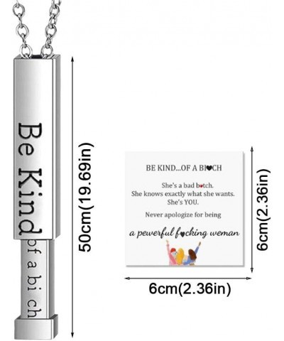 Be Kind...Of A Bitch - Hidden Message Necklace,Be Kind of a b Hidden Necklace,3D Engraving Vertical Bar Necklace,2024 Funny S...