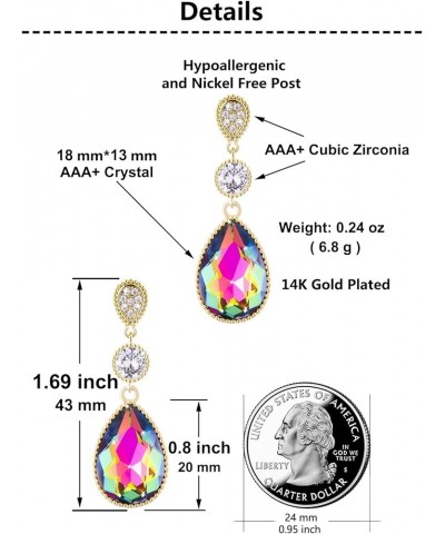 18 * 13 MM Big Teardrop Austrian Crystal Dangle Earrings for Women 14K Glod Plated Jewelry Apr-Diamond-14K Gold $11.02 Earrings