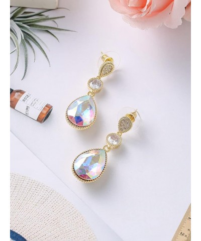 18 * 13 MM Big Teardrop Austrian Crystal Dangle Earrings for Women 14K Glod Plated Jewelry Apr-Diamond-14K Gold $11.02 Earrings