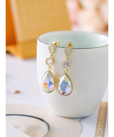 18 * 13 MM Big Teardrop Austrian Crystal Dangle Earrings for Women 14K Glod Plated Jewelry Apr-Diamond-14K Gold $11.02 Earrings