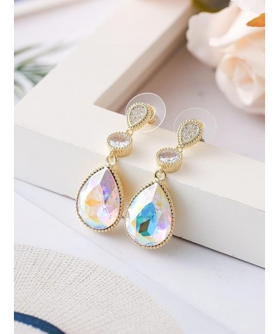 18 * 13 MM Big Teardrop Austrian Crystal Dangle Earrings for Women 14K Glod Plated Jewelry Apr-Diamond-14K Gold $11.02 Earrings