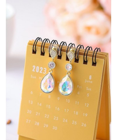 18 * 13 MM Big Teardrop Austrian Crystal Dangle Earrings for Women 14K Glod Plated Jewelry Apr-Diamond-14K Gold $11.02 Earrings