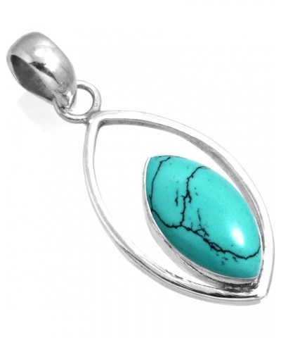 925 Sterling Silver Statement Pendant for Women 8x16 Marquoise Gemstone Handmade Jewelry for Gift (99584_P) Turquoise $17.93 ...