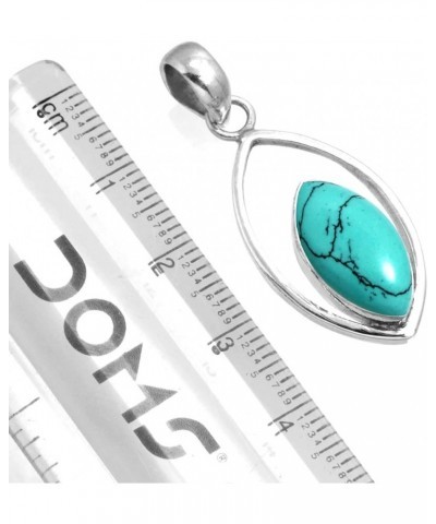 925 Sterling Silver Statement Pendant for Women 8x16 Marquoise Gemstone Handmade Jewelry for Gift (99584_P) Turquoise $17.93 ...