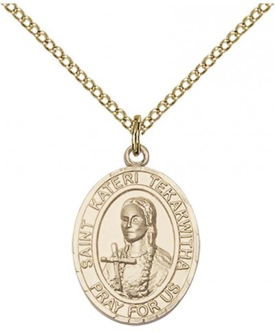 14kt Gold Filled St. Kateri Tekakwitha Pendant with 18" Gold Filled Lite Curb Chain. Patron Saint of Environment $64.22 Neckl...