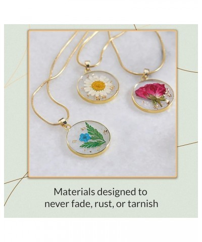 Pressed Birth Flower Necklace July Larkspur Gold Plated $25.96 Necklaces