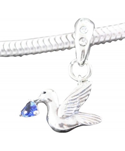 1pc Authentic Sterling Silver Hypoallergenic Dangle Cubic Zirconia CZ Diamond Freedom Lover Bird Birthstone Charm Fit Pandora...