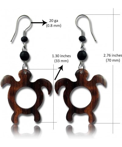 Organic Wood Dangle Sea Turtle Earrings for Women - Turtle Jewelry for Women Turtle $9.69 Earrings