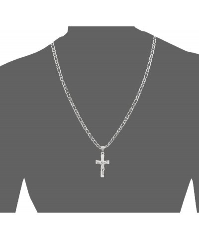 20 inch Figaro Link Chain Cross Necklace and Matching Bracelet, 20 Silver Crucifix $14.74 Necklaces