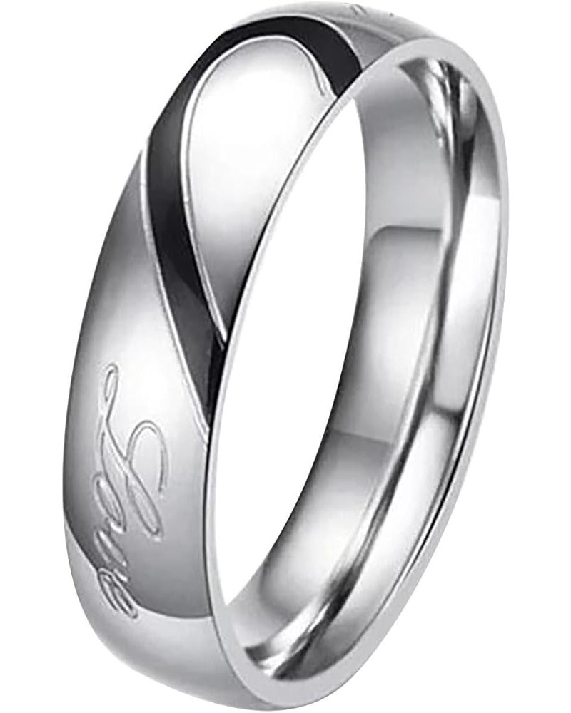 Stylish Elegant Alloy Silver Ring For Couple Real Love Stainless Steel Wedding Engagement Band Rings Black 5 $16.23 Rings