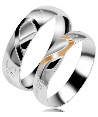 Stylish Elegant Alloy Silver Ring For Couple Real Love Stainless Steel Wedding Engagement Band Rings Black 5 $16.23 Rings