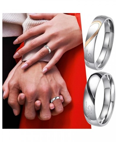 Stylish Elegant Alloy Silver Ring For Couple Real Love Stainless Steel Wedding Engagement Band Rings Black 5 $16.23 Rings