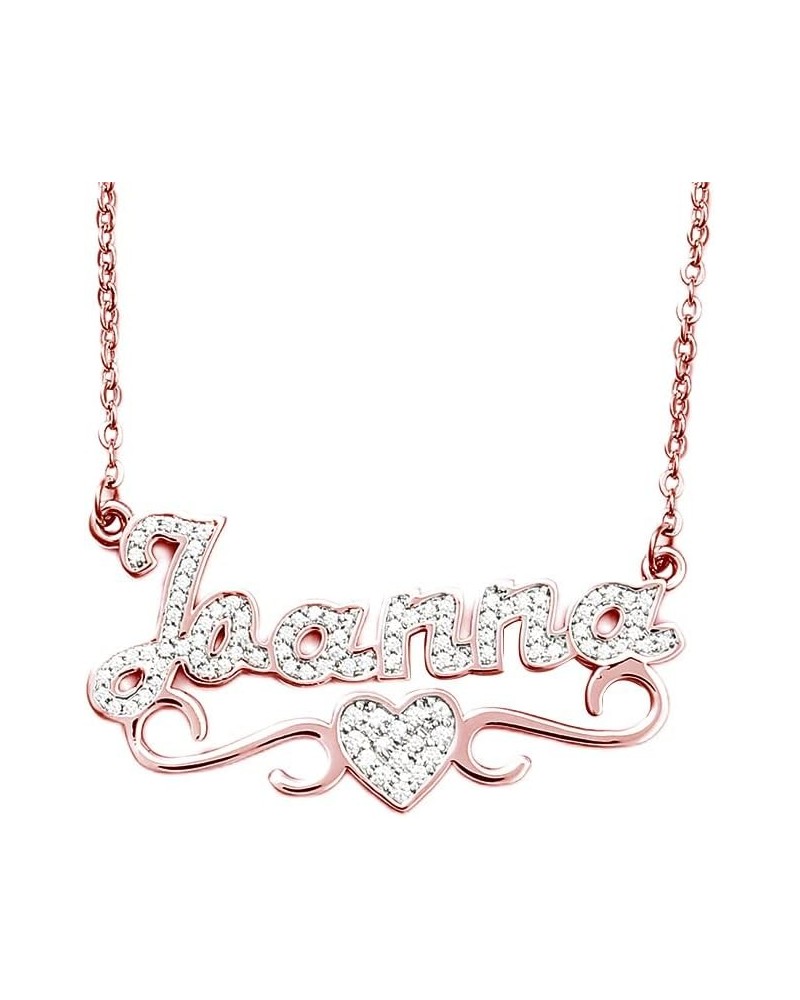 925 Sterling Silver Personalized Diamond Name Pendant Cubic Zirconia Custom Name Necklace Rose Gold $25.43 Necklaces