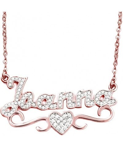 925 Sterling Silver Personalized Diamond Name Pendant Cubic Zirconia Custom Name Necklace Rose Gold $25.43 Necklaces