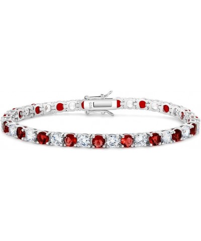 Tennis Bracelet Ruby | Eemeral | Sapphire | Cubic Zirconia Color Gemstone Silver Tennis Bracelet for Women Men 6.5|6.75|7.0|7...