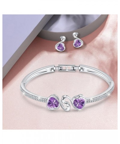 Charming Crystal Jewelry Sets For Women 18K White Gold Bracelet Necklace And Earrings Sets Anniversary Valentine's Day Gift F...