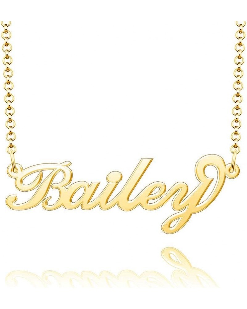 Name Necklace Personalized Gold Custom Name Plate Necklace Sterling Silver Bailey-Gold $19.37 Necklaces