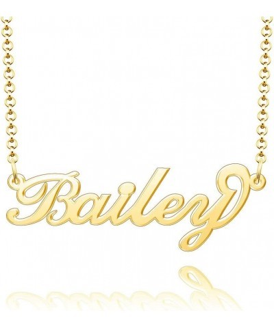 Name Necklace Personalized Gold Custom Name Plate Necklace Sterling Silver Bailey-Gold $19.37 Necklaces