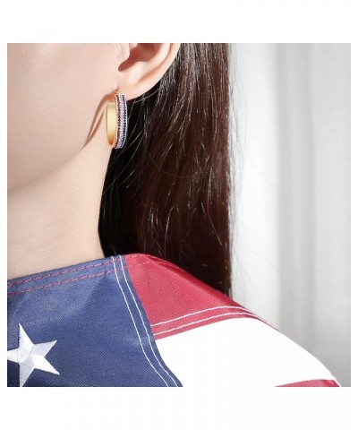 Silver Plated Crystal Hoop Earrings, Circle Hoop Earrings For Women Fashion Jewelry Gold Patriotic Earrings $8.99 Earrings