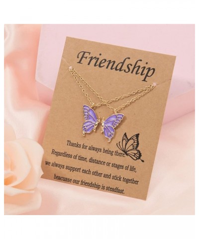 Matching Butterfly Necklaces for Women Men Colorful Butterfly BFF Best Friends Necklace for 2 Couples Back to School Jewelry ...