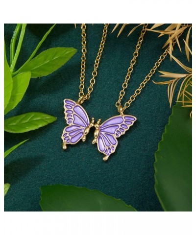 Matching Butterfly Necklaces for Women Men Colorful Butterfly BFF Best Friends Necklace for 2 Couples Back to School Jewelry ...