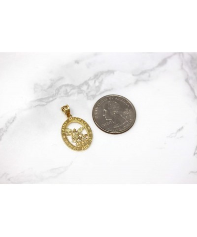 14k Gold Saint Saint Michael Pray for Us Oval Charm Pendant Yellow Gold $51.19 Pendants