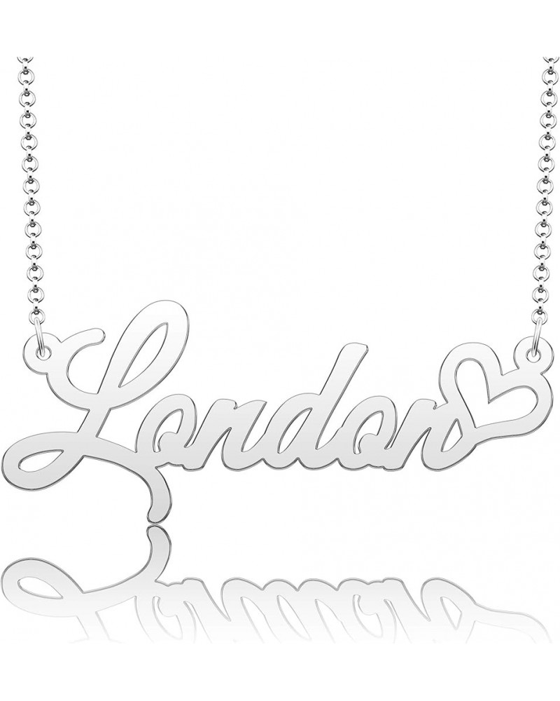 Personalized Name Necklace Custom Gold Name Plate Necklace Sterling Silver Love Heart Pendant Gift Card London-silver $13.04 ...