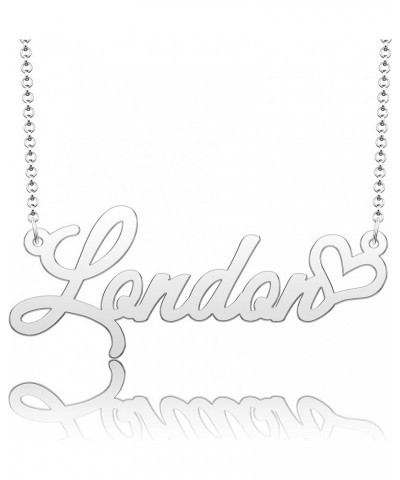 Personalized Name Necklace Custom Gold Name Plate Necklace Sterling Silver Love Heart Pendant Gift Card London-silver $13.04 ...