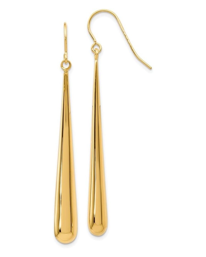 14k Yellow Gold Long Polished Teardrop Dangle Earrings, 52mm (2 Inch) $202.49 Earrings