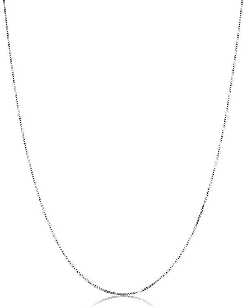 14k White Gold Box Chain Pendant Necklace for Women (0.6mm, 0.7mm, 0.8mm or 1mm/ lengths from 13 to 30 inches) 30 inch 0.6 mm...